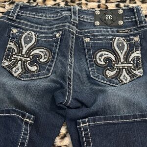 Miss Me Women's Dark Blue Boot Cut Jeans with Embellished Pockets